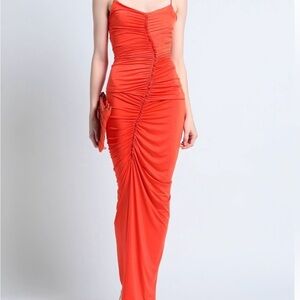 NWT Victoria Beckham Prom Formal Y2K Coral Ruched Bodycon Maxi Dress